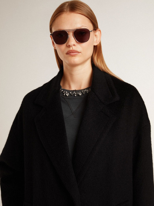 Golden Goose - Cappotto monopetto cocoon da donna di colore nero