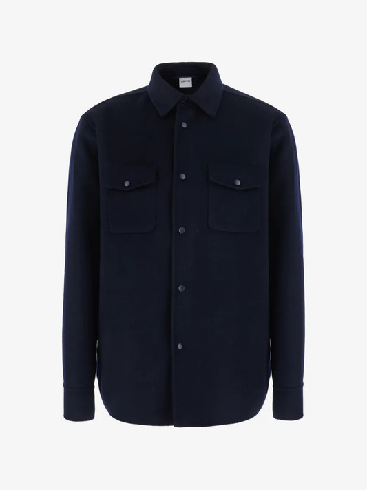 Aspesi - Giacca Camicia -13-  in lana double blu
