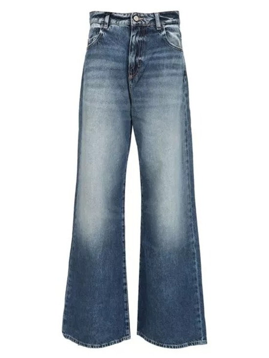Icon Denim - Jeans Debby a gamba larga e vita bassa lavaggio blu medio