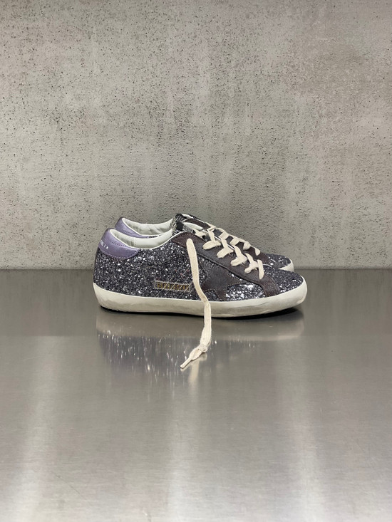Golden Goose - Super-Star donna con glitter  e stella in suede antracite