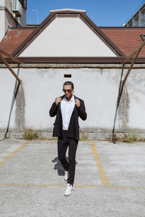 Nine in The Morning - Pantalone uomo easy chino in fresco di lana blu navy