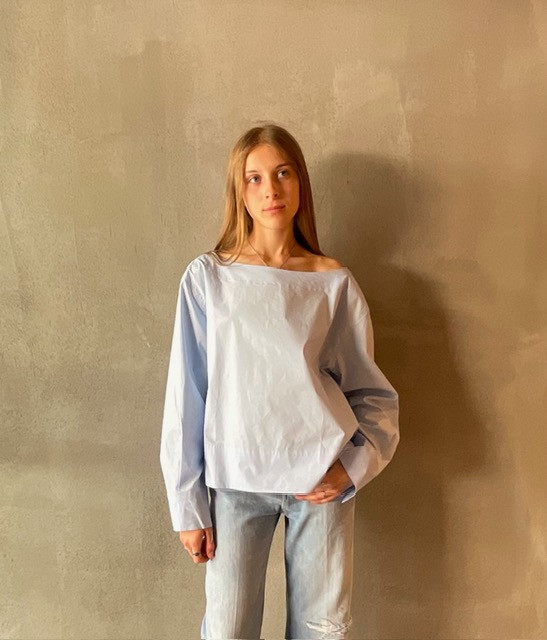 8PM - Camicia Stoccolma in popeline di cotone azzurra