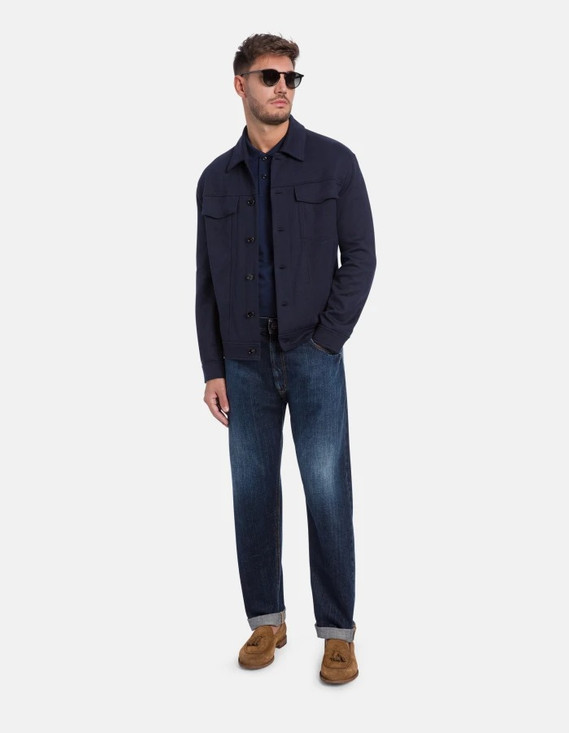 Dondup - Trucker slim in cotone double blu notte