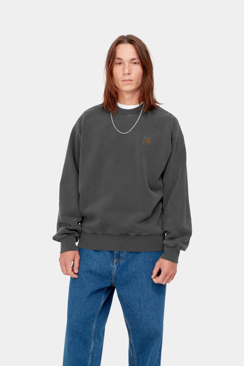 Carhartt - Felpa Nelson Sweatshirt Black Garment dyed
