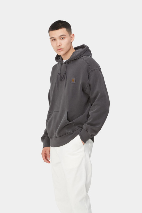 Carhartt - Felpa Hooded Nelson Sweatshirt Black Garment dyed