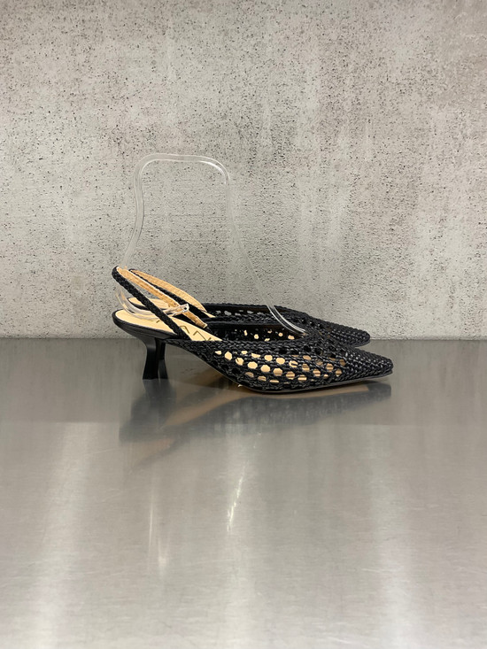 Chantal - Slingback in pelle intrecciata nera