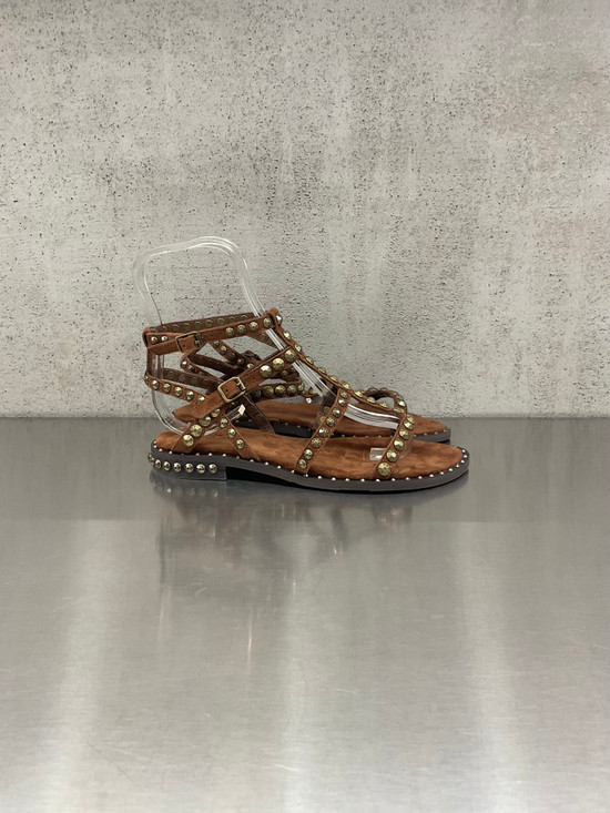 ASH - Sandalo Gladiator Precious in pelle scamosciata Tajane/Brass