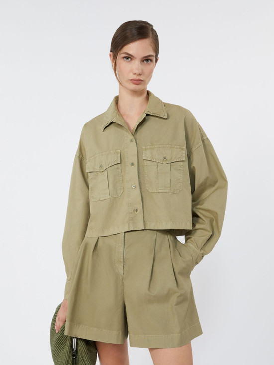 Max Mara Weekend - Camicia boxy Acenni  in panama di cotone verde oliva