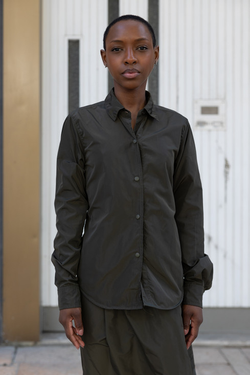 Aspesi - Giacca  camicia donna in tessuto tecnico verde militare