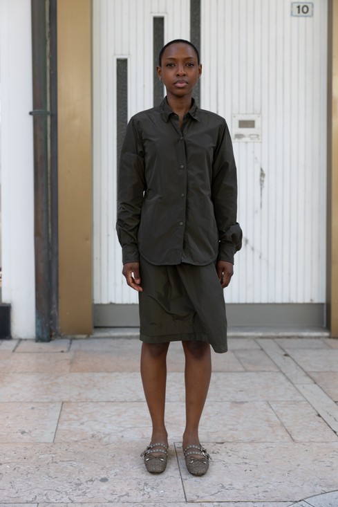 Aspesi - Gonna donna in tessuto tecnico verde militare