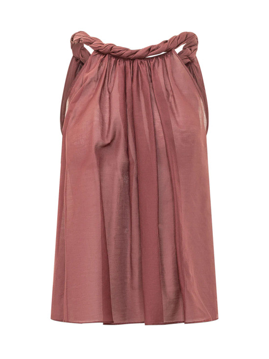 Semicouture - Top Paulene in cotone e seta con intreccio bordeaux