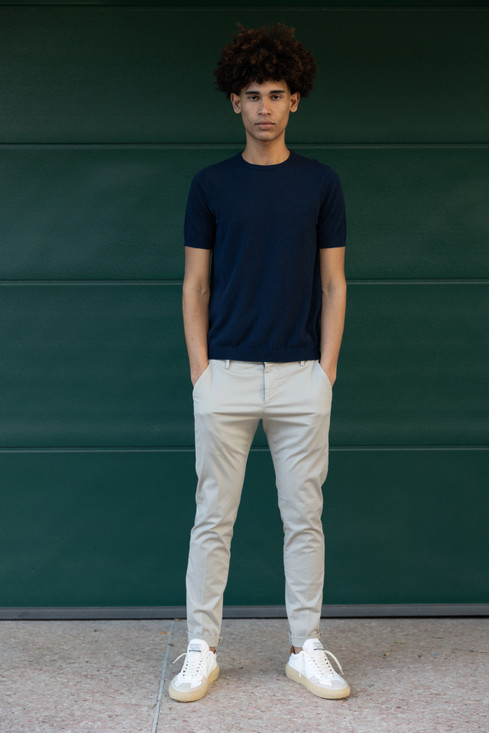 Roberto Collina - T-shirt effetto spugnetta  navy