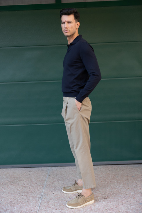 Briglia -1949- CourmayeurS-Pantalone in tela di cotone tortora