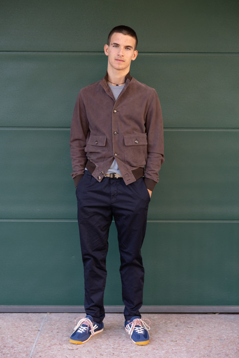 Stewart - Giacca New Orleans in pelle scamosciata marrone caffè