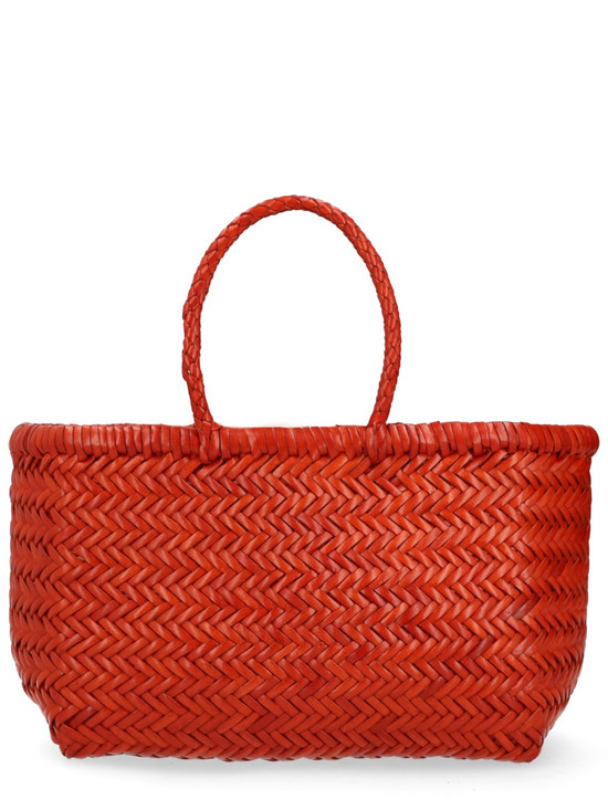 Dragon - Borsa Bamboo Triple Jump Big in pelle intrecciata arancio