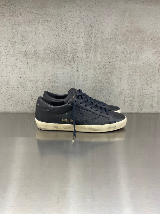 Golden Goose - Super-Star uomo in pelle blu con stella in pelle ton sur ton