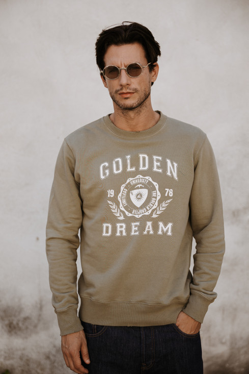 Golden Goose - Felpa da uomo in felpa di cotone verde con logo