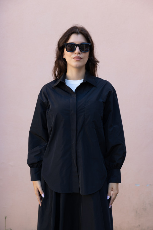 Aspesi - Camicia Diana classica in tessuto tecnico nero