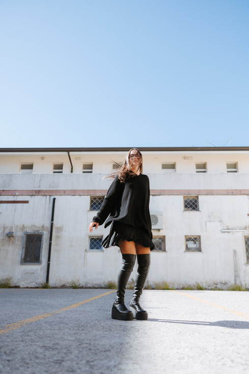 Semicouture - Abito con gonna plisettata e sopra maglia in misto lana