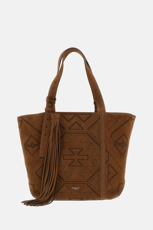 Golden Goose - 24/7 Bag East West in nabuk marrone con trama a crostato