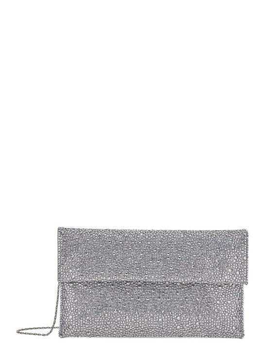 Twenty Fourhaitch - Pochette Carena argento con cristalli all-over