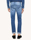 Dondup - Jeans George skinny in denim stretch blu lavaggio medio chiaro rammendato