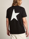 Golden Goose - T-shirt nera Collezione Star con logo e stella bianca a contrasto