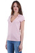 Dondup - T-shirt con scollo a V in jersey di cotone rosa