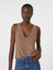 Max Mara Weekend - Top Acaici in maglia con paillette marron glacè