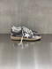 Golden Goose - Ball Star donna in glitter antracite con stella in pelle bianca e talloncino in pelle laminata