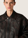 Golden Goose - Bomber da donna in nappa color borgogna scuro con ricamo floreale