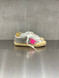 Golden Goose - Super-Star donna in suede tortora con stella in pelle fucsia e talloncino in suede ocra