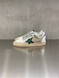 Golden Goose - Ball Star uomo in pelle e rete bianca con stella verde e talloncino argento