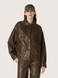 Golden Goose - Giacca da donna in nappa cerata color verde scuro a pannelli