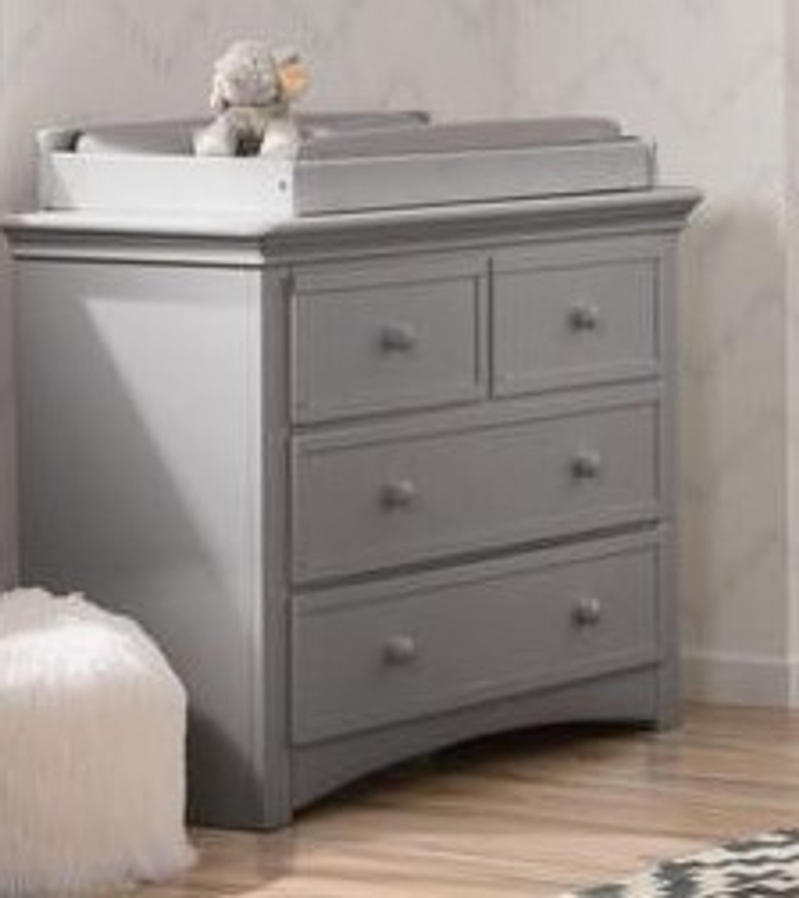 gray changing table with drawers