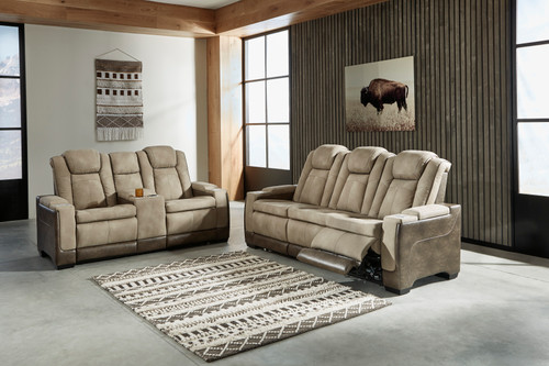 Next-Gen Sand Power Reclining Sofa/Couch & Loveseat Set