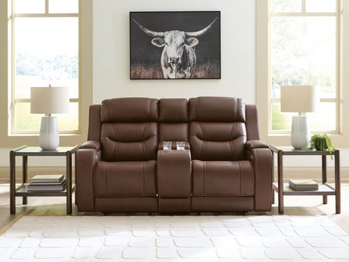 Knightington Brown Reclining Loveseat w/ Audio