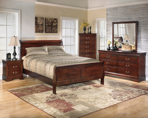 The Ashley Porter Rustic Brown 5 Pc Queen Sleigh Bed Dresser Mirror Nightstand Sold At Cramer S Furniture Serving Omak Wa And Surrounding Areas