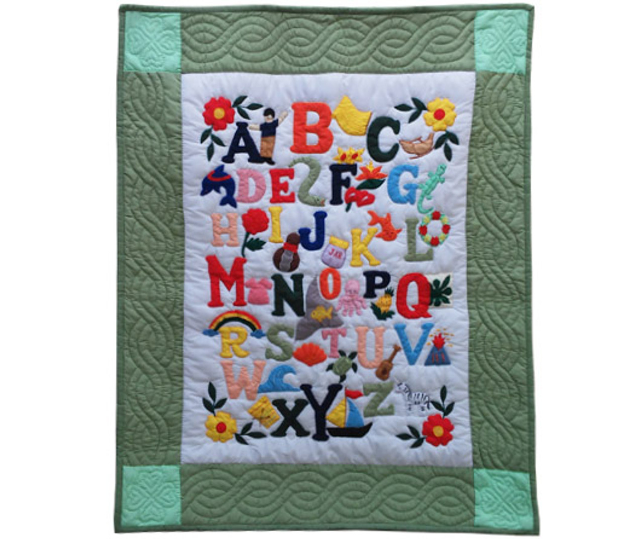 green baby quilt