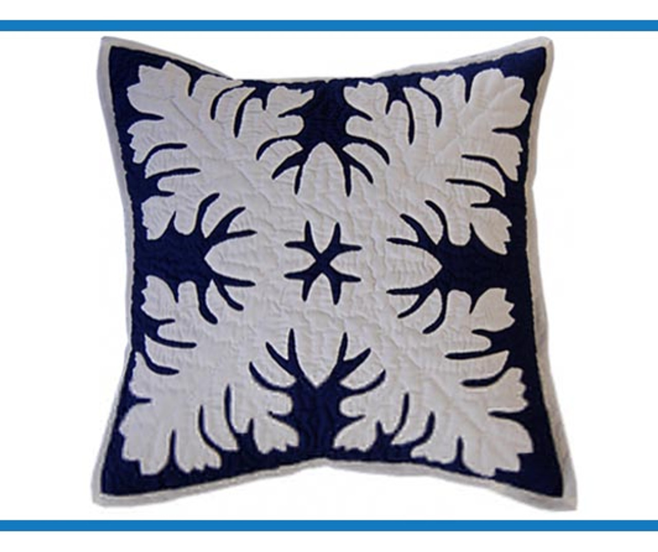 Hawaiian Quilt Pillow Slip Navy Silversword Style Hawaii