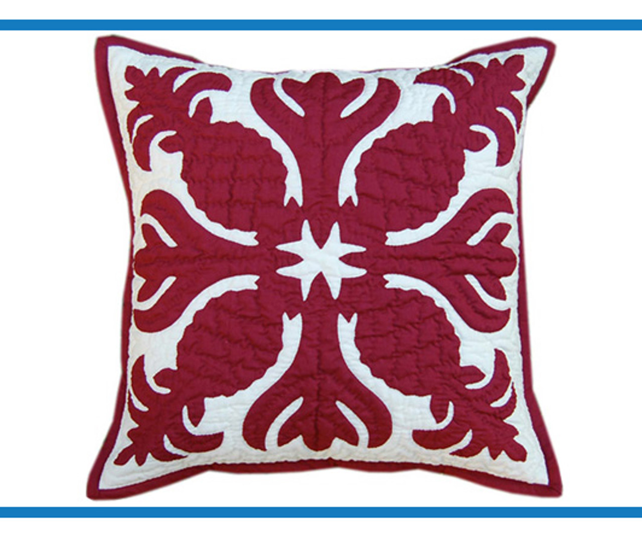 Hawaiian Quilt Pillow Slip Burgundy Pineapple Style Hawaii