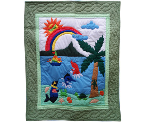 Hawaiian Baby Quilt Blanket - COOL SUN - Green Hawaiian Baby Quilt Blanket - COOL SUN - Green
