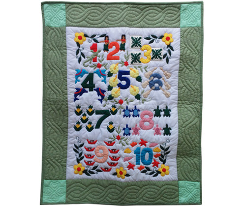 Hawaiian 1-10 baby Quilt Blanket - Green Hawaiian 1-10 baby Quilt Blanket - Green