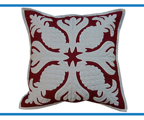 Pineapple Quilted Pillow Slip - off-white on burgundy Pineapple Quilted Pillow Slip - off-white on burgundy