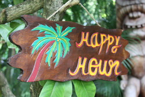 HAPPY HOUR Tiki Bar Sign with Pam Trees HAPPY HOUR Tiki Bar Sign with Pam Trees