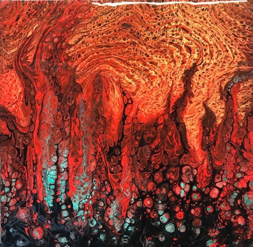Lava meets Ocean - 12" x 12" Acrylic on stretched Canvas
