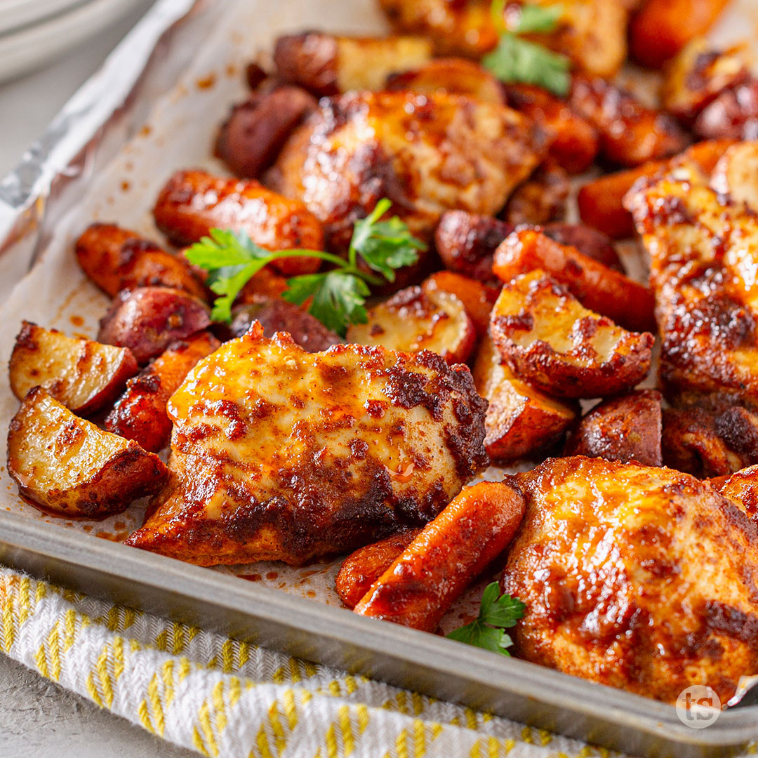 Chicken Thigh Balsamic Chicken Veggie Bake One Pan Baked Chicken
