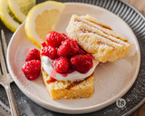 Grilled Sunny Lemon Pound Cake with Raspberries