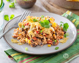 ONE Pot Queso Beef Rice Mix Preparation
