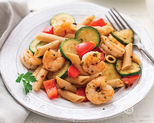 Shrimp & Zucchini Pesto Pasta